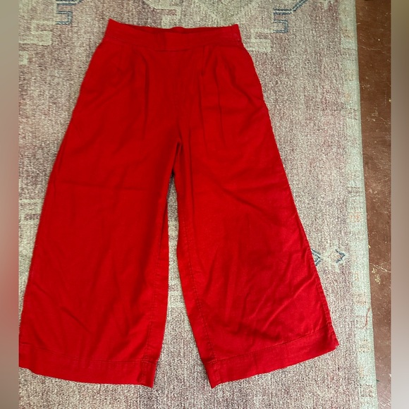 A new day high rise wide leg linen blend Red pants size medium - Picture 2 of 12